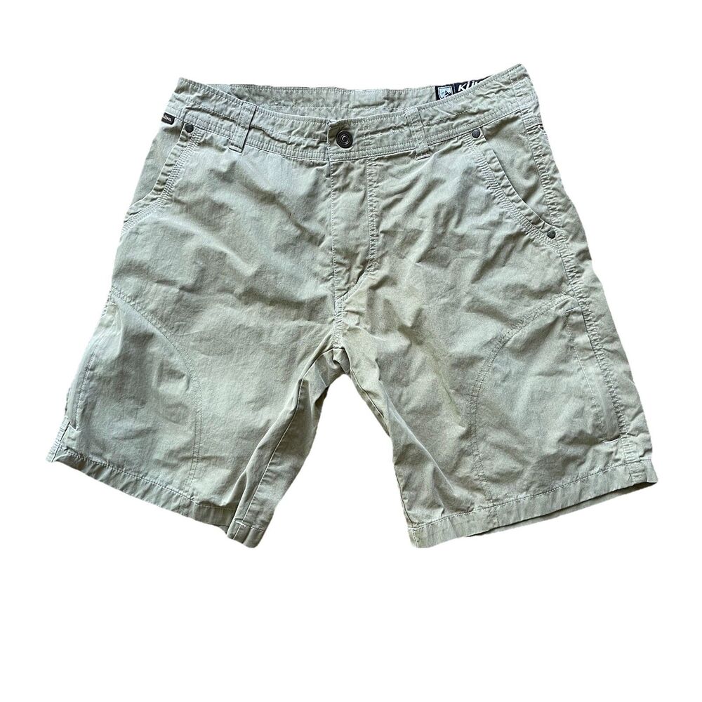 Kuhl Men’s Shorts Size 32 Vintage Patina Dye Tan Beige Hiking Camping Cargo Work